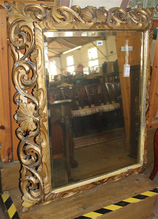 19C carved and pierced giltwood wall mirror